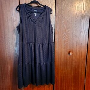 Croft & Barrow Black Eyelet Midi Dress 1X